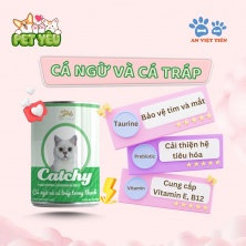 Pate cho mèo CATCHY lon 400gr - vị cá ngừ và cá tráp trong thạch