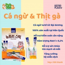 Súp thưởng cho mèo NUTRI PLAN - Vị Cá Ngừ & Thịt Gà (Hộp 100 que)