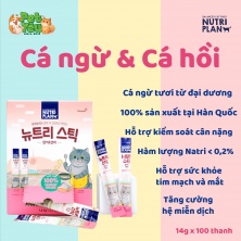Súp thưởng cho mèo NUTRI PLAN - Vị Cá Ngừ & Cá Hồi (Hộp 100 que)