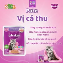 PATE WHISKAS dành cho mèo con - vị cá thu túi 80gr