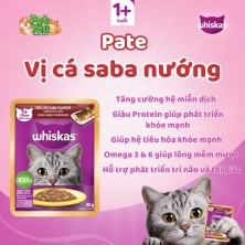 PATE WHISKAS dành cho mèo lớn - vị cá Saba nướng túi 80gr