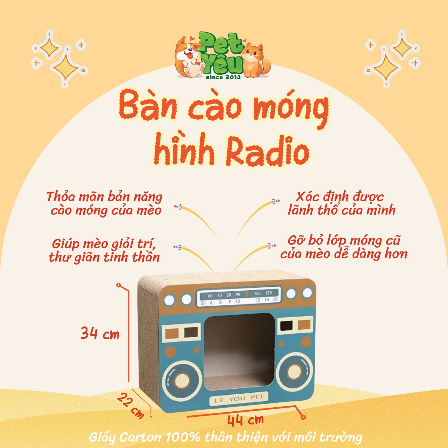 Bàn cào hình RADIO cho mèo