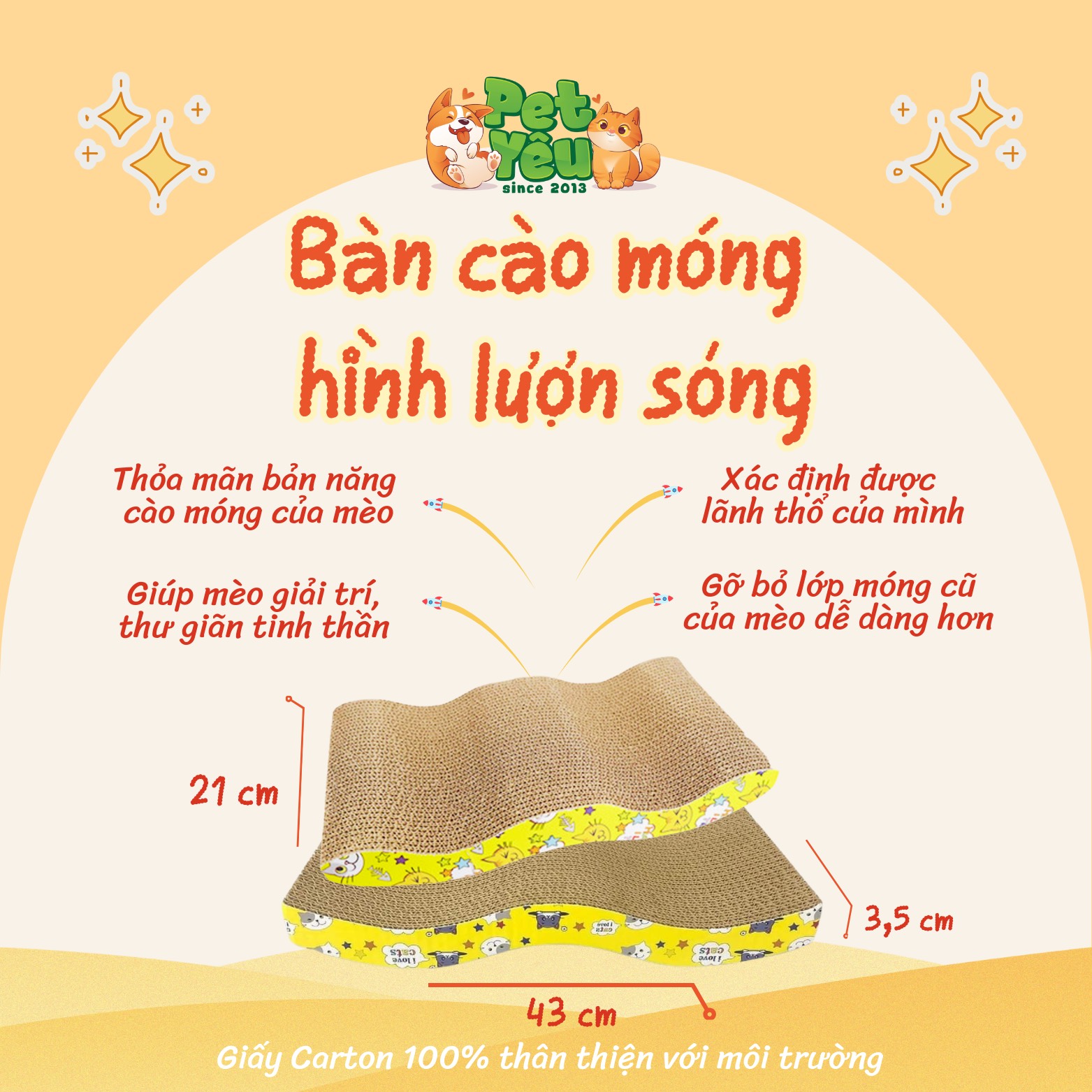 Bàn cào hình lượn sóng cho mèo