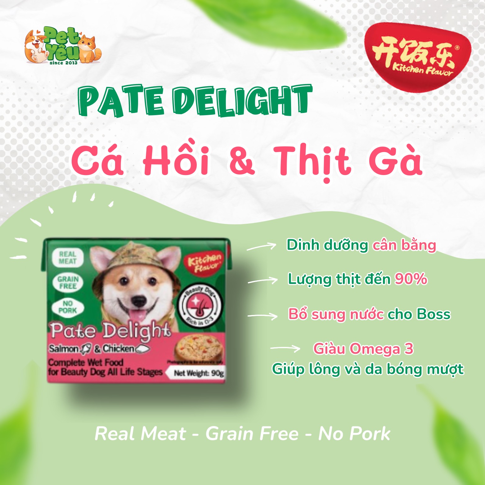 Pate DELIGHT dành cho chó - Vị Cá Hồi và Thịt Gà hộp 90GR