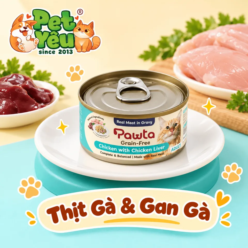 Pate Pawta Không Chứa Ngũ Cốc Cho Mèo Lon 70G 
