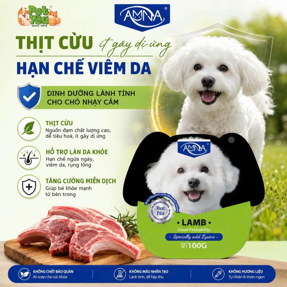 Pate AMNA 100G Cho Chó – Thịt Tươi Nguyên Chất Giàu Protein