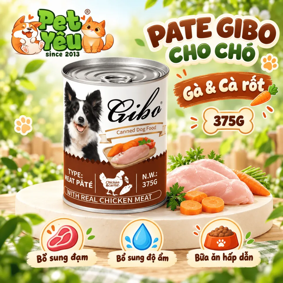 Pate Gibo Cho Chó Mọi Độ Tuổi - Lon 375G