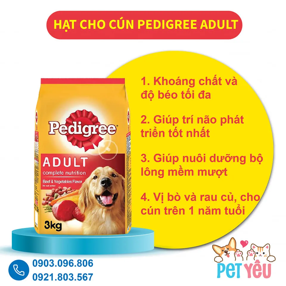 Thức ăn hạt Pedigree dành cho chó lớn - Túi 1,5Kg