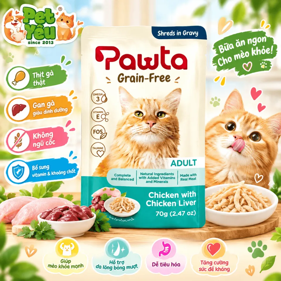 Pate Pawta Không Ngũ Cốc Cho Mèo 70G – 5 Hương Vị Cho Mèo Con & Mèo Lớn