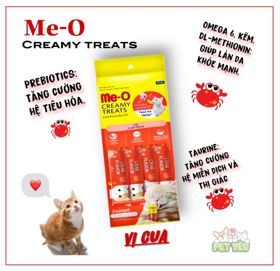 Súp thưởng dạng kem cho mèo ME-O Creamy Treats - Hộp 100 thanh Mix 4 vị