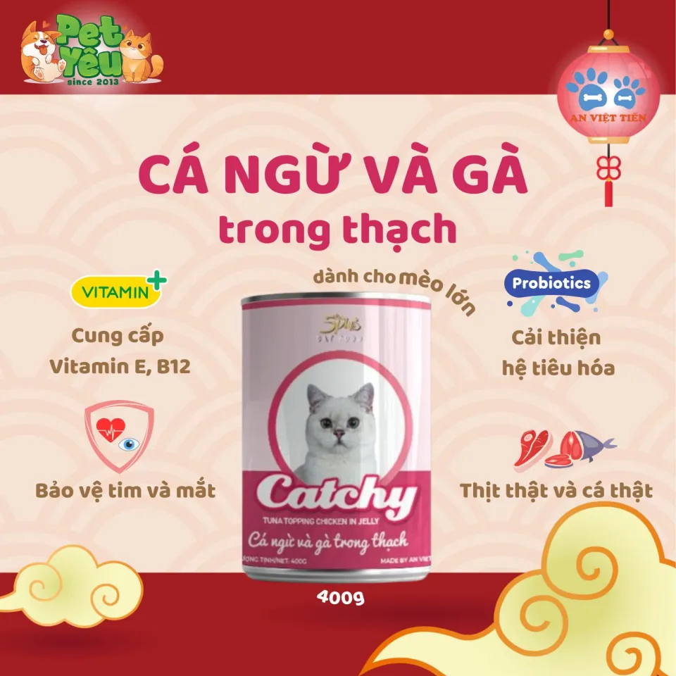 Pate cho mèo 5Plus Catchy - Lon 400g
