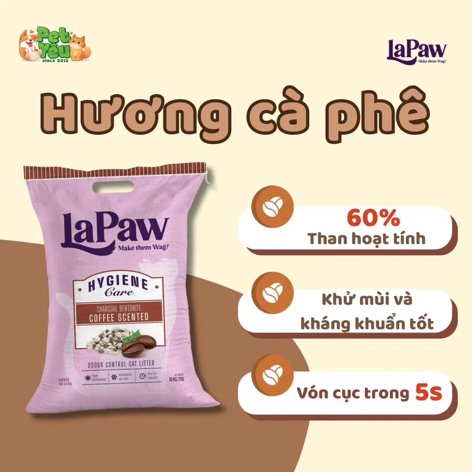 Cát Than hoạt tính mix đất sét LaPaw dành cho mèo- 20L