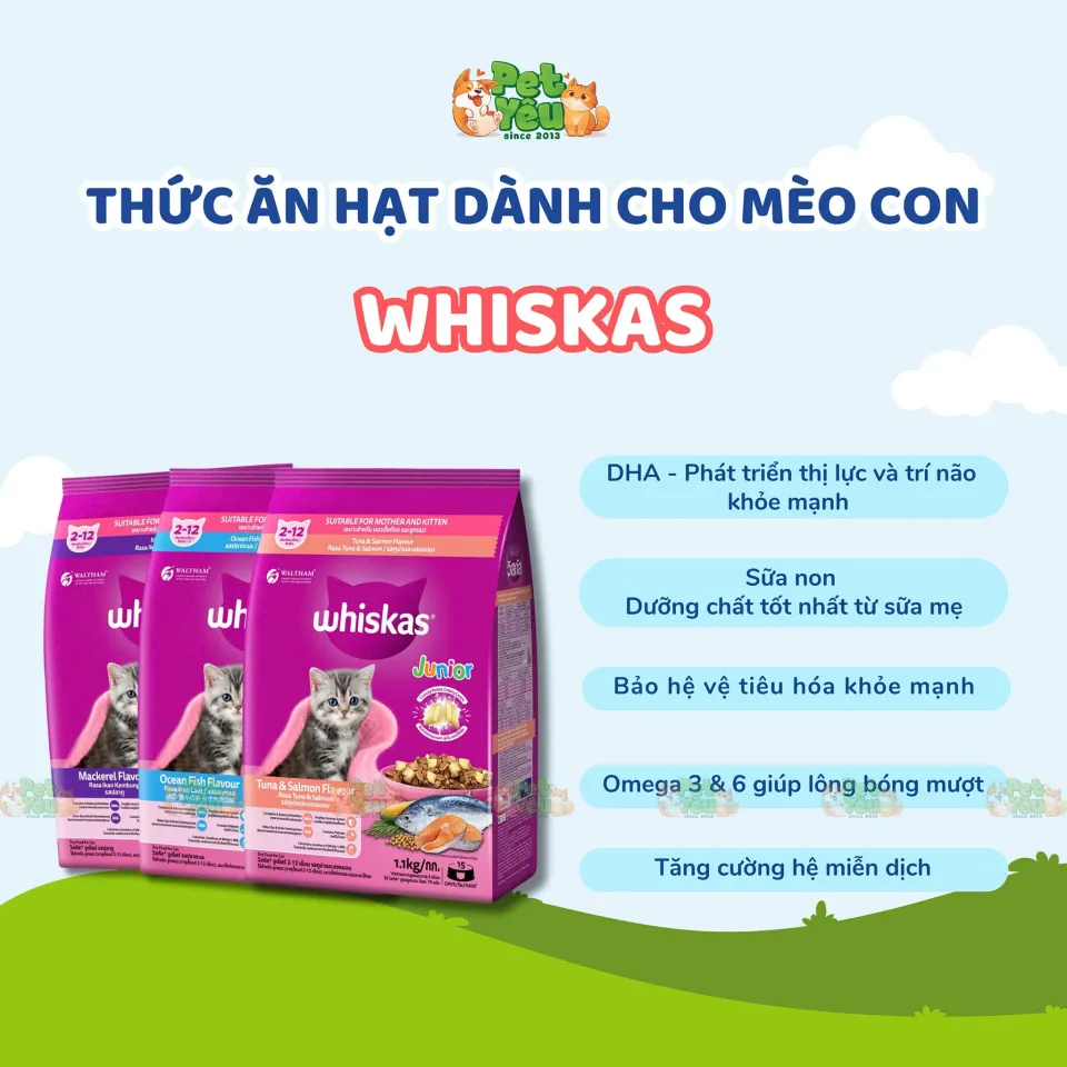 THỨC ĂN HẠT WHISKAS CHO MÈO CON (2-12 THÁNG)