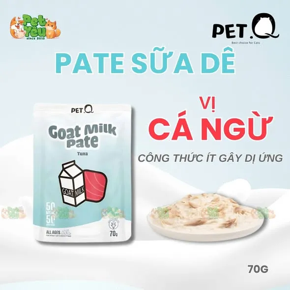 Pate sữa Dê PETQ dành cho mèo- Túi 70G