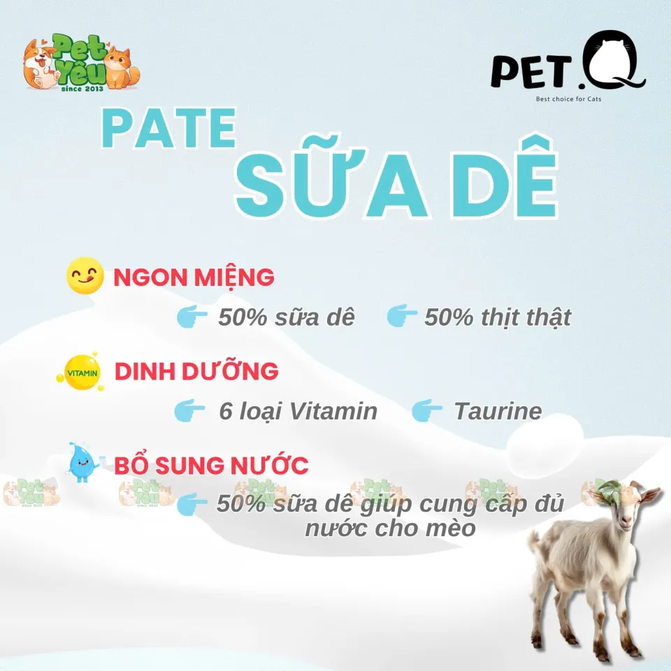 Pate sữa Dê PETQ dành cho mèo- Túi 70G