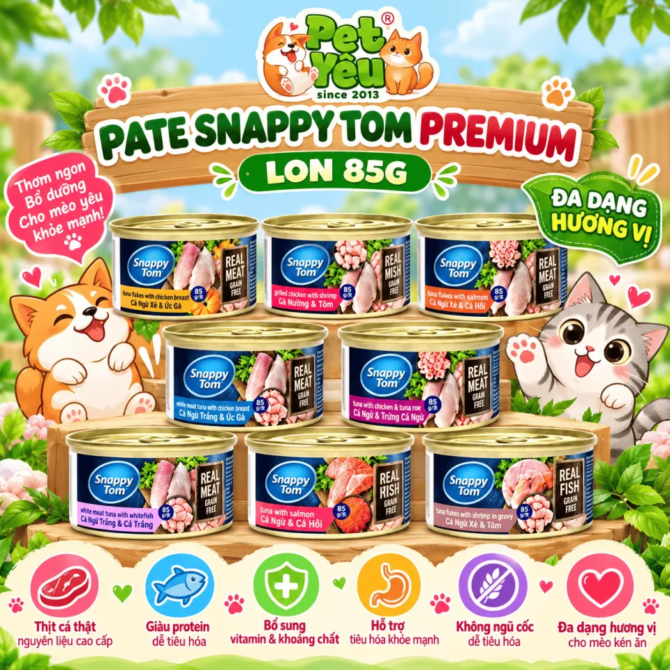 Pate Snappy Tom Premium Cho Mèo Lon 85G