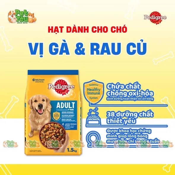 Thức ăn hạt Pedigree dành cho chó lớn - Túi 1,5Kg