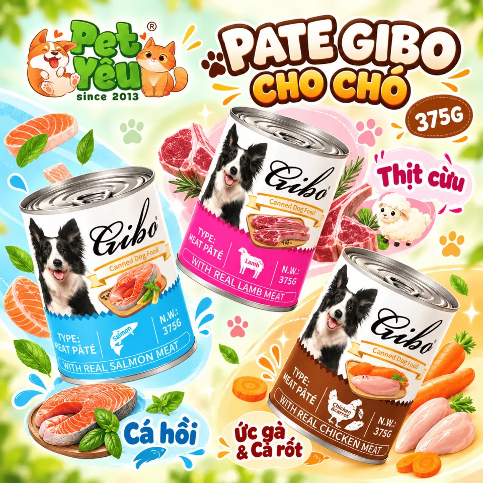 Pate Gibo Cho Chó Mọi Độ Tuổi - Lon 375G