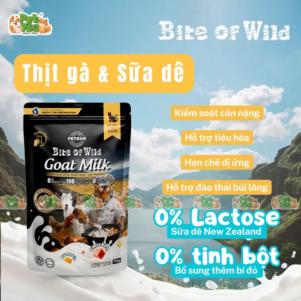 Pate mèo Bite Of Wild Dòng Sữa Dê (Túi 70g)