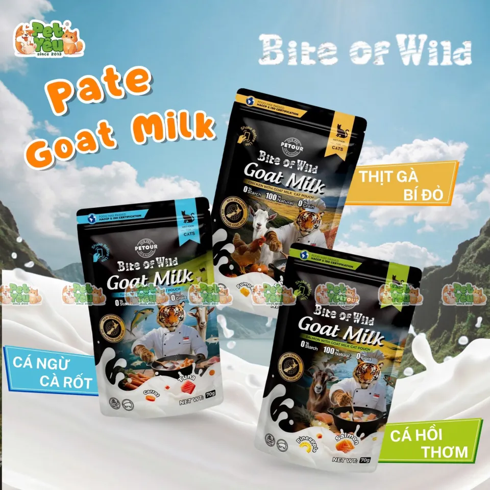 Pate mèo Bite Of Wild Dòng Sữa Dê (Túi 70g)