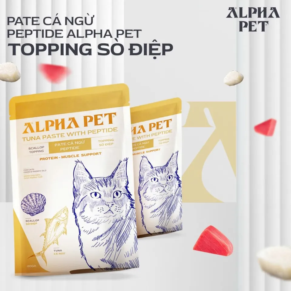 Pate Alpha Pet Cá Ngừ 60G Dành Cho Mèo – 8 Vị Topping Thơm Ngon