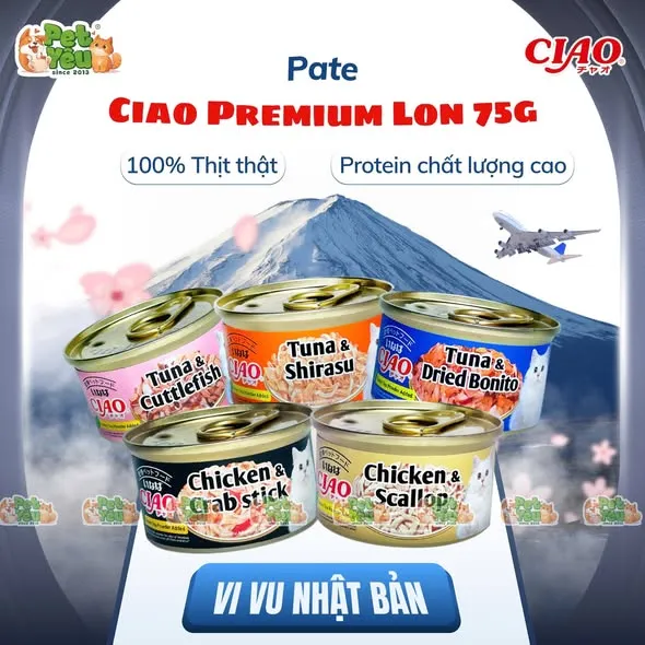 Pate Ciao Premium cho mèo - Lon 75G