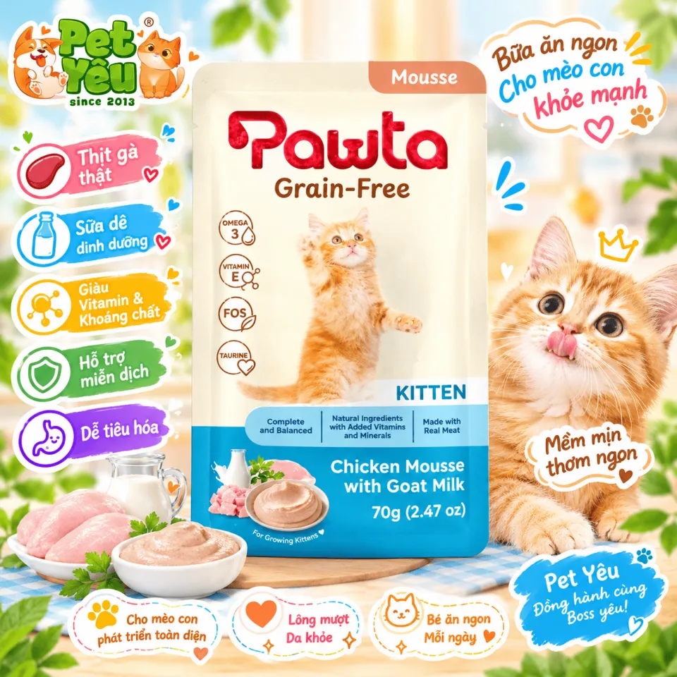 Pate Pawta Không Ngũ Cốc Cho Mèo 70G – 5 Hương Vị Cho Mèo Con & Mèo Lớn