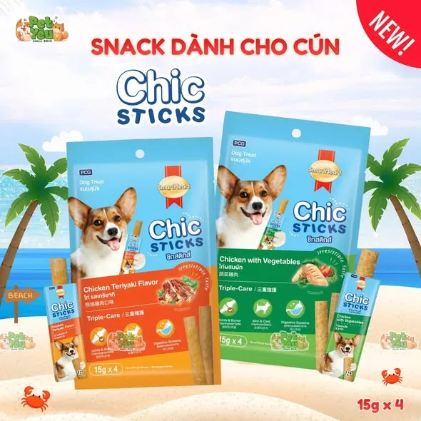 Bánh Thưởng SmartHeart Chicstick Cho Chó - 60G (4 Que x 15G)