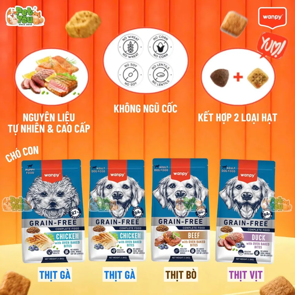 Hạt Wanpy Grain-Free cho chó mọi lứa tuổi
