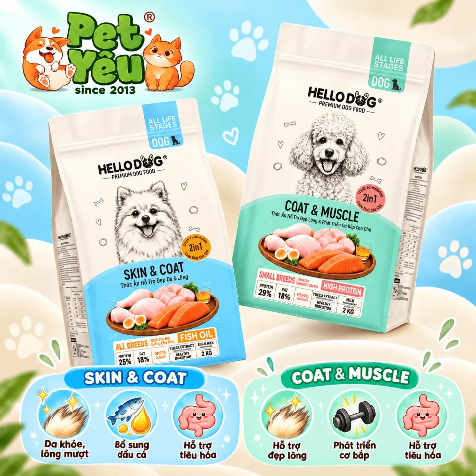 Hạt HELLO DOG 2in1 Công Thức Pháp Dành Cho Chó Mọi Lứa Tuổi - Túi 2kg