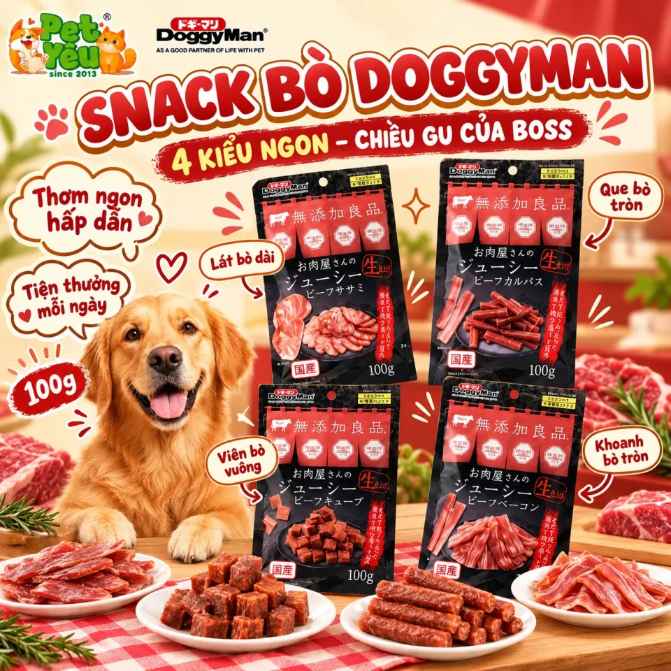 Bánh Thưởng DoggyMan Vị Bò Cho Chó – 100G