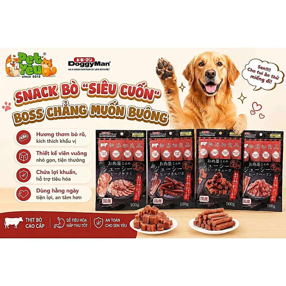 Bánh Thưởng DoggyMan Vị Bò Cho Chó – 100G