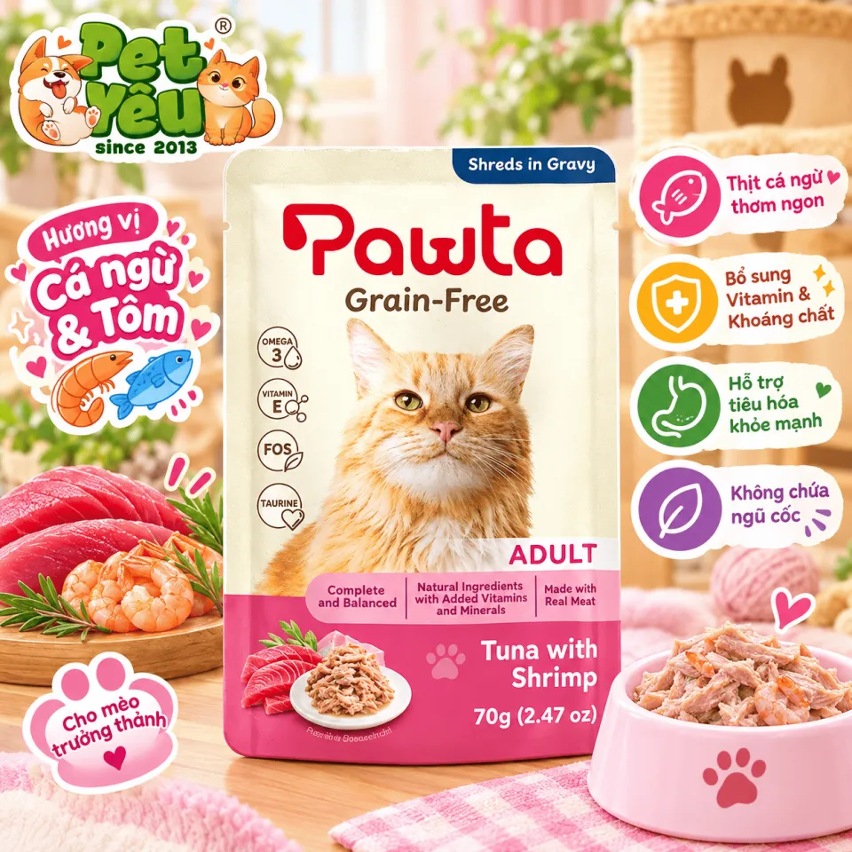 Pate Pawta Không Ngũ Cốc Cho Mèo 70G – 5 Hương Vị Cho Mèo Con & Mèo Lớn