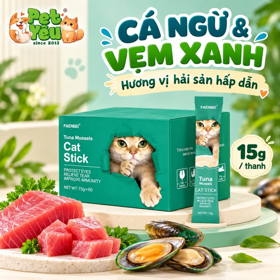 Súp Thưởng Dành Cho Mèo FAENBEI (15G x 60 Thanh)