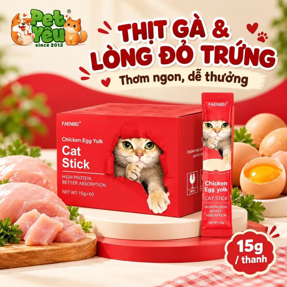Súp Thưởng Dành Cho Mèo FAENBEI (15G x 60 Thanh)