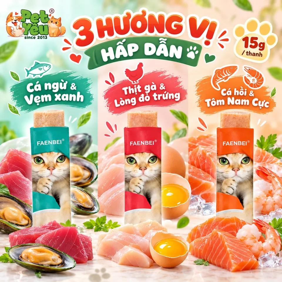 Súp Thưởng Dành Cho Mèo FAENBEI (15G x 60 Thanh)