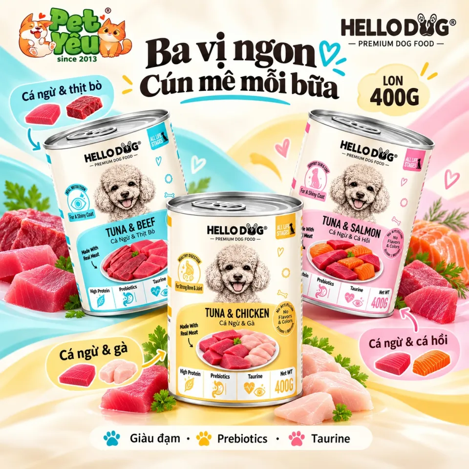 Pate Hello Dog Dành Cho Chó Mọi Lứa Tuổi - Lon 400G