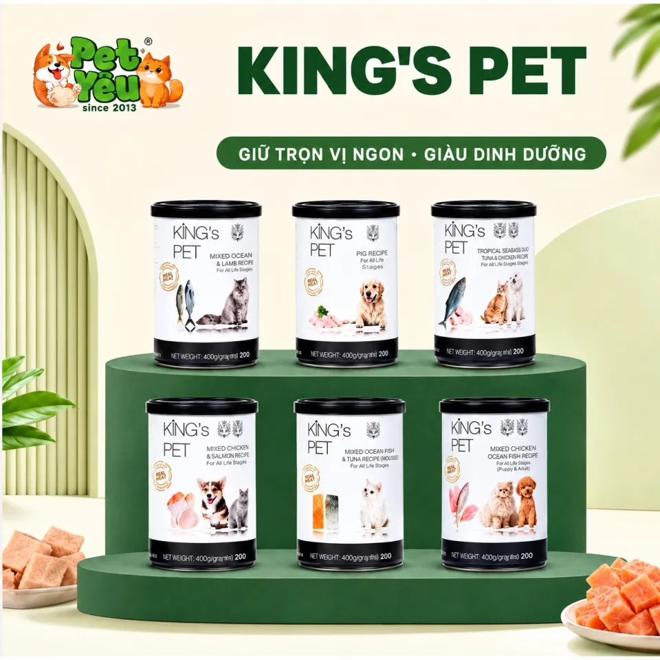 Pate Cao Cấp King's Pet Dành Cho Chó & Mèo - Lon 380G