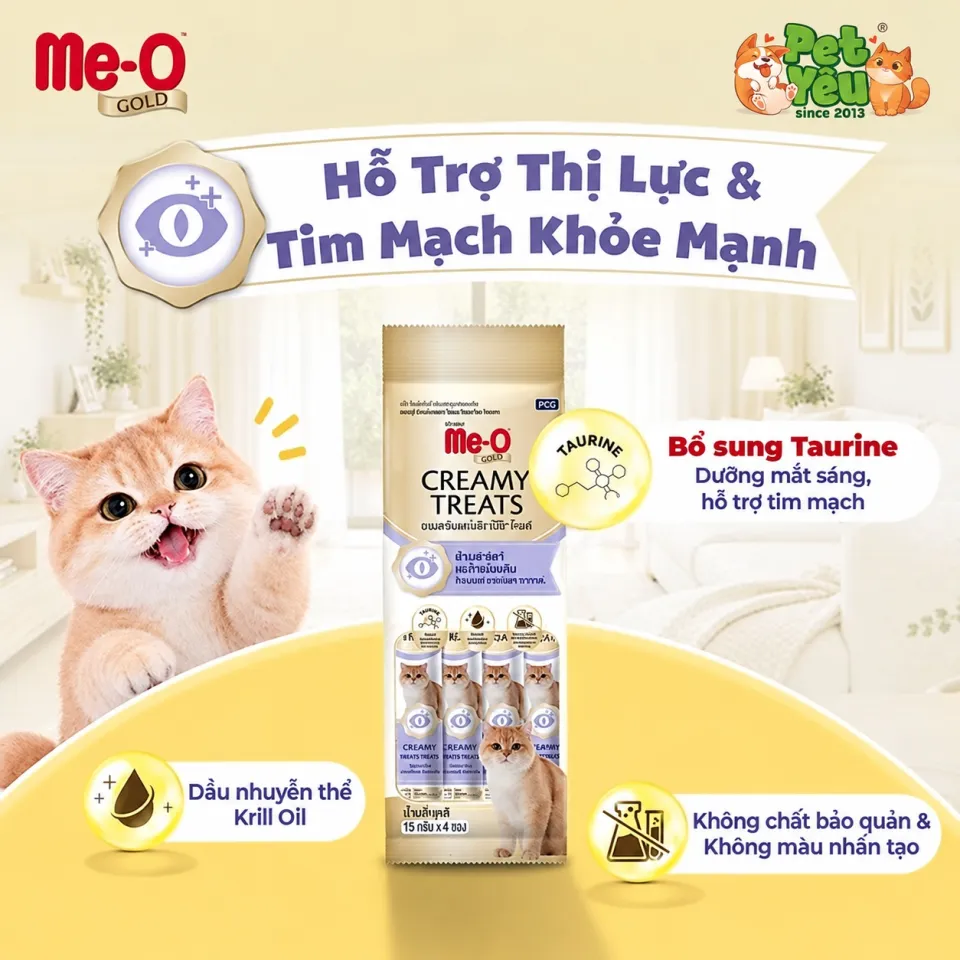 Súp thưởng Cao Cấp Me-o Gold Cho Mèo - 60G (15g x 4 thanh)
