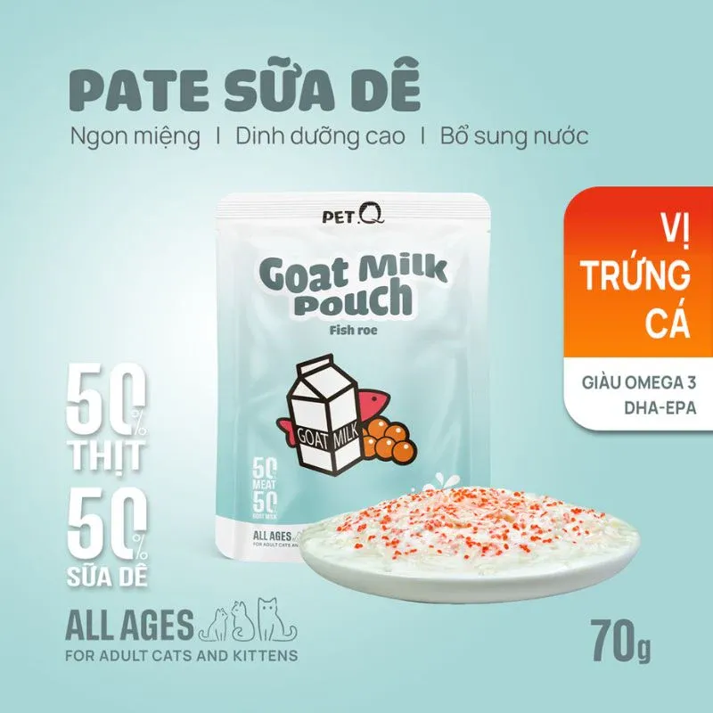 Pate sữa Dê PETQ dành cho mèo- Túi 70G