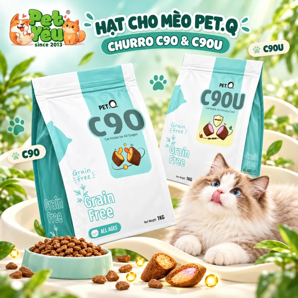 Thức Ăn Hạt Cho Mèo PetQ Churro C90 & C90U - Túi 1Kg