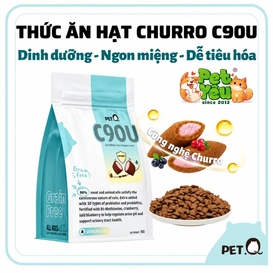 Thức Ăn Hạt Cho Mèo PetQ Churro C90 & C90U - Túi 1Kg