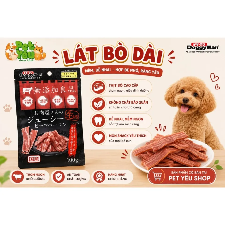 Bánh Thưởng DoggyMan Vị Bò Cho Chó – 100G