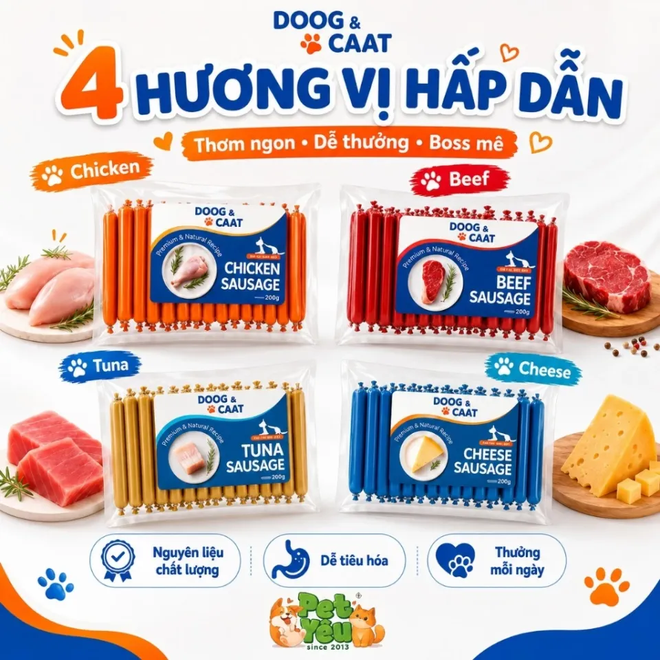 Xúc Xích DOOG & CAAT Dành Cho Chó Mèo - Gói 30 Cây