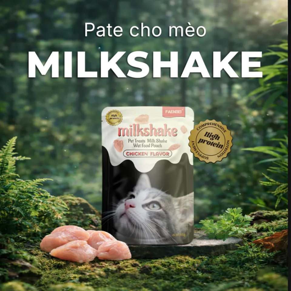Pate sữa lắc FAENBEI vị thịt gà dành cho mèo từ 3 tháng tuổi - Túi 85G