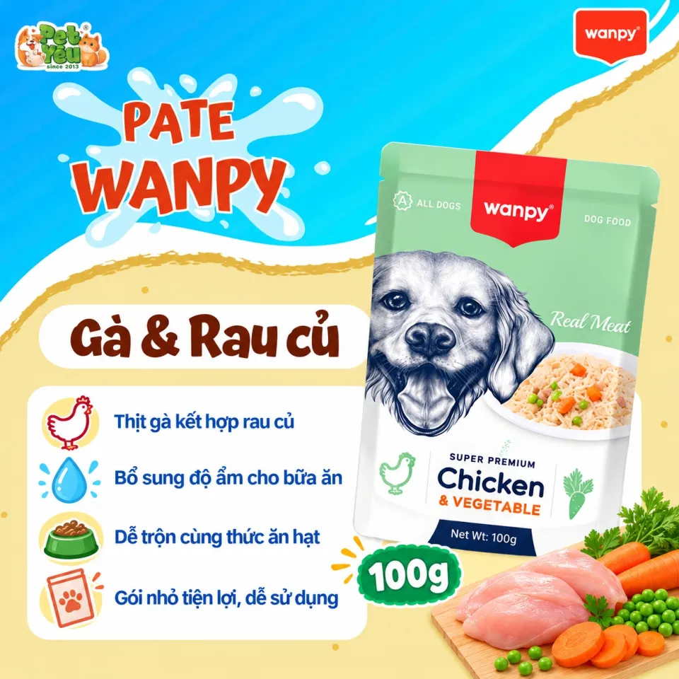 Pate Wanpy Real Meat dành cho chó - 100G