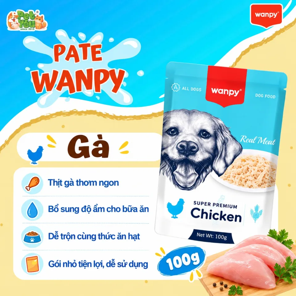 Pate Wanpy Real Meat dành cho chó - 100G