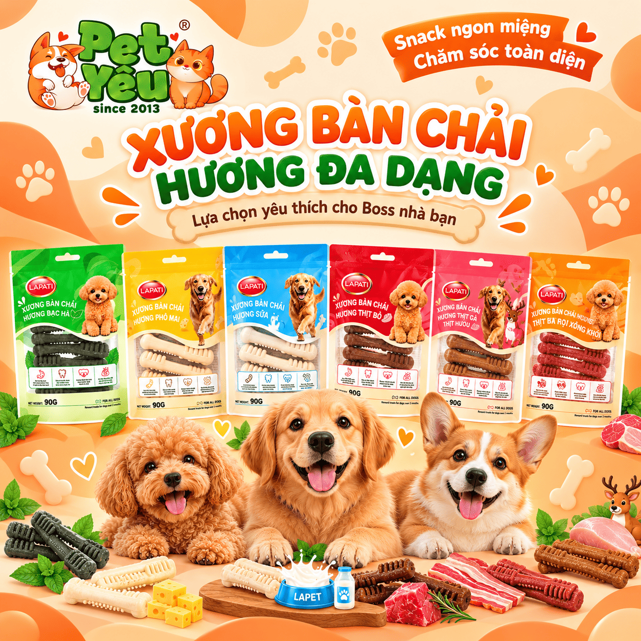 Xương Gặm Cho Chó INU LAPATI – Hỗ Trợ Sạch Răng, Bổ Sung Canxi